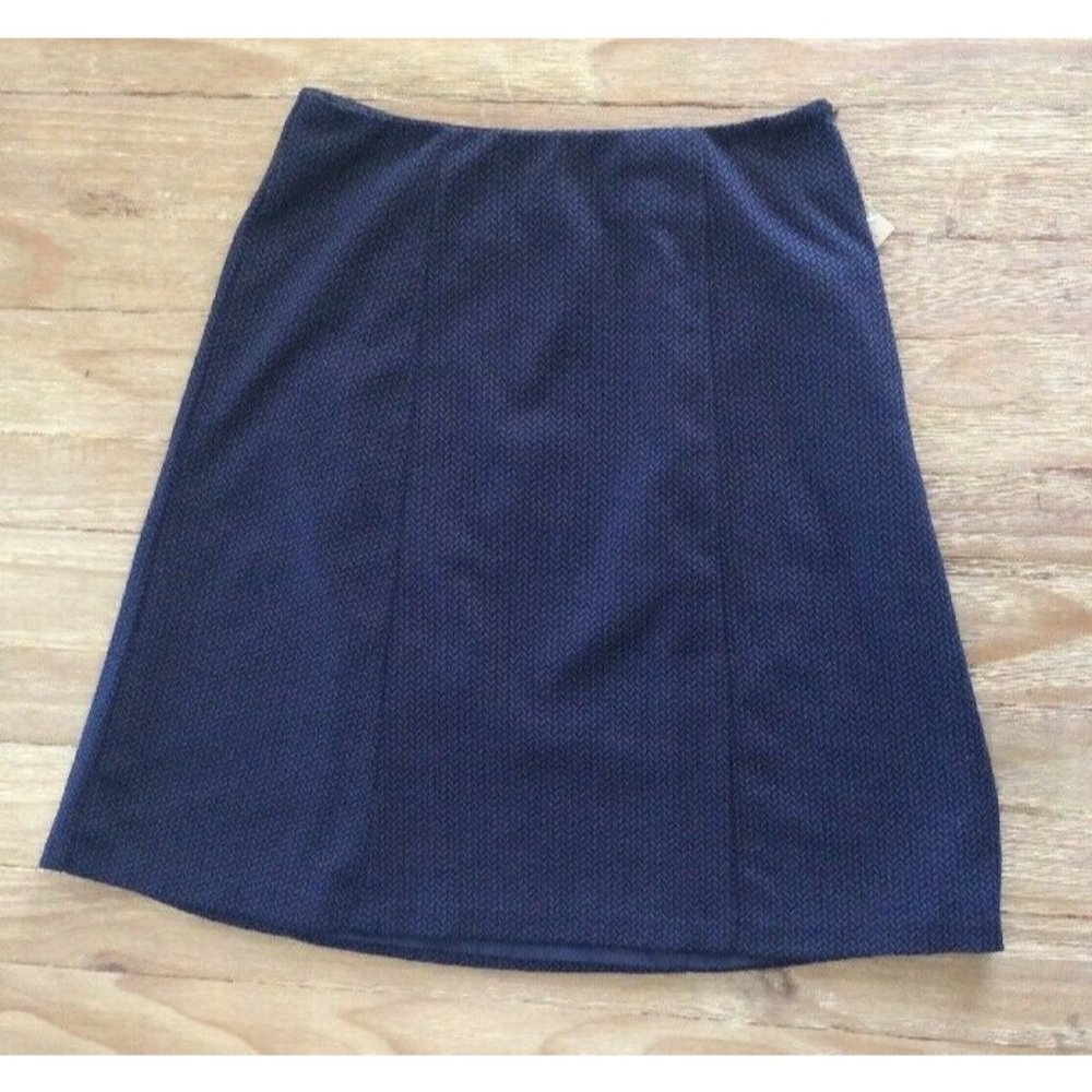 Coldwater Creek Womens Chevron A Line Blue Gray Ponte Knit Skirt Size 10 NEW $89